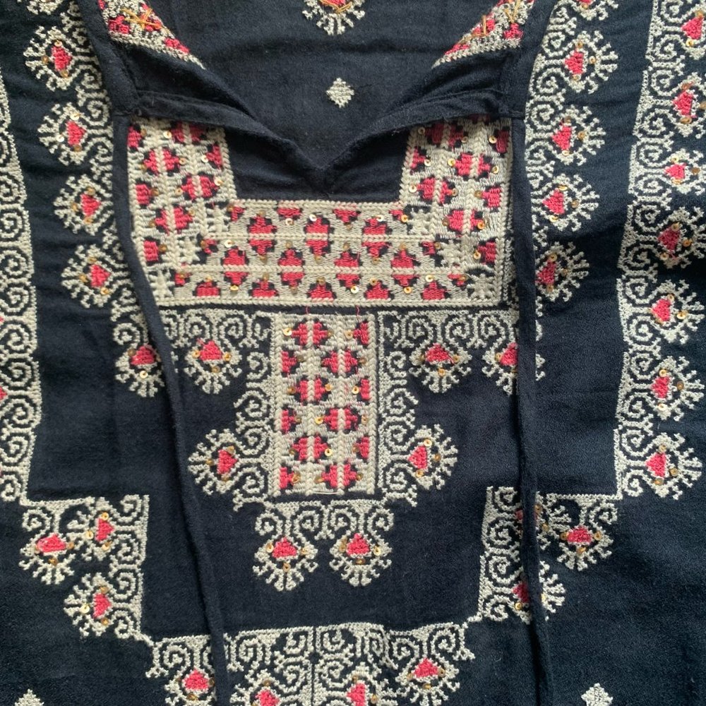 Linen Drawstring Embroidered Top